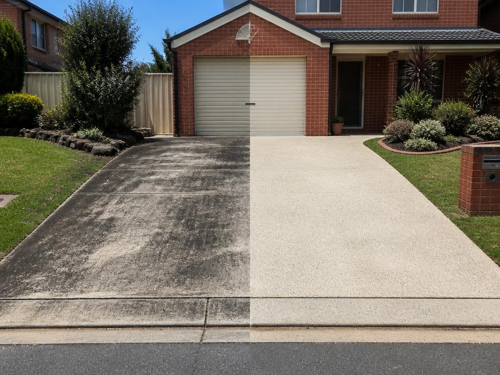 Driveway cleaning before and after Mosman